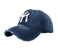 ZuoXun gorros de béisbol Capilla De Béisbol De Mezclilla De Mezclilla Bordada Para Hombres Sombreros De Papá Vintage Negro De Alta Calidad-Azul-Ajustable