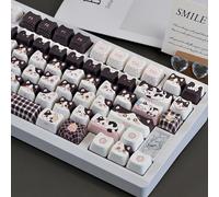ZUOYA PBT Keycaps,128 Keys Cute Keycaps Set Dye-Sublimation Kawaii Cat Shape Keycap,Mao Proflie Custom Key Cap for DIY MX Swithes Mechanical Gaming Keyboards (Black)