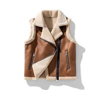 ZUOYIMEI Men Basic Waistcoat Men Winter Solid Colour Outdoor Waistcoat For Men Casual Lapel Sleeveless Waistcoat Men Plus Fleece Pockets Waistcoat Classic C-Brown XL