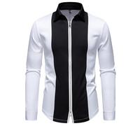 ZUOYIMEI Men Basicshirt Light Weight Comfortable Casual Long Sleeves Tops Personality Trend Handsome Men's Long-Sleeved Shirt Classic All-Match Fashionshirt H-White L