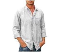ZUOYIMEI Outdoorshirt Solid Color Lapels Classisch Longsleeveshirt Youth Casual All-Match Work Shirt Loose Mode Trend Men Poloshirt G-White 5XL