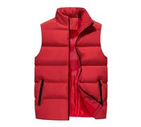 ZUOYIMEI Warm Men Vest All-Match Sleeveless Trend Men Basic Vest Thicken Slim Fit Men Traditional Vest For Collar Large Size Men Outdoor Vest B-Red 5XL