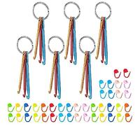 Zuoyou 6 Sets Mini Crochet Hook Keychain with 40pcs Plastic Colored Stitch Markers, Aluminum Crochet Knitting Needles 3 Sizes/Set (3mm/4mm/5mm)