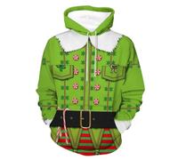 Zuoyue Christmas Jumpers for Men Hoodie Christmas Costume 3D Printed Reindeer Long Sleeve Jumper Xmas Sweatshirt Santa Claus Novelty Pullover Snowman Sweater Top Crew Neck Jumpers (Green-1, XXL)