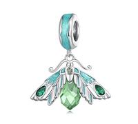 ZUOZUIYQ 925 Sterling Silver Green Humming bird Animal Pendants Beads for Earring Bracelet Necklace