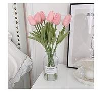 ZUOZUIYQ Artificial Flowers Artificial Flowers 10 Pcs Faux Tulips Real Touch Tulip for DIY Wedding Bouquets Centerpieces Bridal Shower Party Home Flower Arrangements(Color : Pink) (Pink)