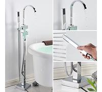 ZUOZUIYQ Chrome Thermostatic Shower Faucet Floor Standing Tap Bathroom Bath Shower Mixer Set Shower Bathtub Faucet Taps