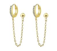 ZUOZUIYQ Copper gold plating Round Double Hole Beads Personality Long Drop Earrings