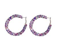 ZUOZUIYQ Earrings Bohemn Shiny Glitter Sequins Hoop Earrings Wrapped Plated Circle Statemt Rhinestone Dangle Drop Earrings For Wom Girls Boho Jewelry Hoop Chunky Earrings