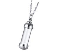 ZUOZUIYQ Elegant Sturdy Stainless Steel Memorial Necklace Accessory for Hair Keepsakes with Glass Pendant and Polished