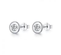 ZUOZUIYQ Exquisite Round Clear Ear Studs 100% Sparkling Stud Earrings For Women Wedding Fine Jewelry