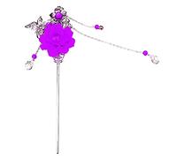ZUOZUIYQ Female Hair Accessories,Hair Claw Clips,Resin Flower Hairpin Hair Stick Vintage for Hanfu Kimono Hair Accessory, Red, as described (Color : Purple)