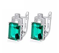 ZUOZUIYQ Gemstone Earrings Luxury 7.6ct Nano Russian Simulated Emerald And Sapphire 925 Silver Clip Earring Women Jewelry