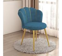 ZUOZUIYQ Glam Makeup Vanity Chair - Blue, Solid, Comfortable Design, Plywood, Metal, Wing Back, Rounded Arms, Indoor Use