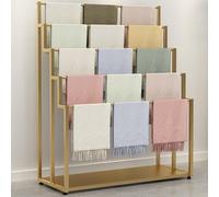 ZUOZUIYQ Golden Freestanding Scarf Holder nizer for Clothing Store Commercial Retail Tie Scarf Rack and Belt Towel Holder Metal Display Stand (120×40×150cm)