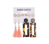 ZUOZUIYQ jewelry Women Earrings, Bohemia 6 Pairs Earrings Set Geometry Multi Combination Tassel Earrings For Women Metal Earing Pearl Shell Heart Earings Jewelry presents For Girlfriend
