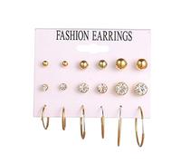 ZUOZUIYQ jewelry Women Earrings, Fashion Korean Earrings Set For Women Geometric Hoop Earings Crystal Pearl Stud Earring Trend Female Jewelry presents For Girlfriend, Wife, Sister,