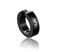 ZUOZUIYQ jewelry Women Earrings, Stainless Steel Black Round Hoop Earrings Butterfly Star Flame Dragon Love Heart Punk Unisex Hiphop Man presents For Girlfriend, Wife, Sister,