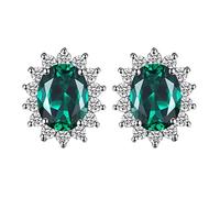 ZUOZUIYQ Kate Middleton Simulated Green Emerald 925 Sterling Silver Princess Diana Gemstone Crown Earring