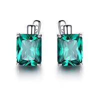 ZUOZUIYQ Luxury Emerald Gemstone Clip Earrings for Women Genuine Sterling Silver Jewelry Green Gemstone Fashion Wedding Gift Exquisite (Size : Emerald)