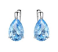 ZUOZUIYQ Luxury Nano Gemstone Blue Topaz Clip Earrings for Women Sterling Silver Clip On Earrings Water Drop Fine Jewelry Gift Exquisite (Size : Emerald)