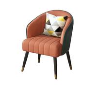 ZUOZUIYQ Mid Century Modern Upholstered Backrest Guest Chair with Pillows for Living Room Office Hotel Lobby Single Sofa Chair Side Accent Chair in Orange with Gold Legs