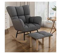 ZUOZUIYQ Modern Gray Tufted High Wingback Rocking Nursery Chair with Foot Stool Comfy Glider Recliner for Living Room/Bedroom