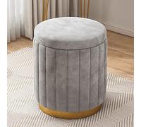 ZUOZUIYQ Modern Grey Dressing Table Stool with Storage and Gold Base Ideal for Living Room or Bedroom 34 * 44cm