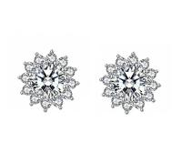 ZUOZUIYQ Moissanite Sunflower Stud Earrings, 0.5 ct/1 ct D Color FL Clarity, Sparkling Round Diamond Earrings Women, 925 Sterling Silver, Brilliant Moissanite Jewelry