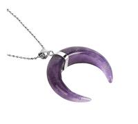 ZUOZUIYQ Natural Stone Crescents Moon Pendant Necklace Natural Stone Crescents Moon Pendant Necklace Clavicle Chain
