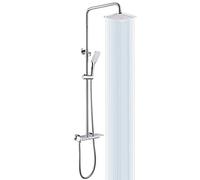 ZUOZUIYQ Piano Shower System with Waterfall Tub Spout, Wall Mounted Shower Faucet Set Complete, Brass Bathtub Faucet with Rain Shower and 3-Setting Handheld Spray,Chrome