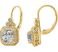 ZUOZUIYQ Platinum or Gold-Plated Sterling Silver Infinite Elements Zirconia Asscher-Cut Antique Drop Earrings