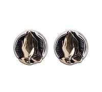 ZUOZUIYQ S925 Sterling Silver Praying Hand Stud Earrings Charming Retro Punk Praying Thai Silver Stud Earrings Unisex Love & Peace