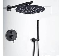 ZUOZUIYQ Shower Faucet Set Matte Black Shower Mixer Concealed Rain Shower Brass Mixer Tap Single Handle Bathroom Rain Hot Cold Water Tap, 10inch Show