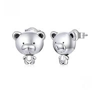 ZUOZUIYQ Small Raccoon Earrings S925 Sterling Silver Little Bear Animal Jewelry Ladies Summer Earrings Bear, 925 Silver