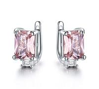 ZUOZUIYQ Solid Sterling Silver Clip Earrings for Women Luxury Emerald Green Gemstone Jewelry Princess Cut May Birthstone Gift Exquisite (Size : EUJ072M-1)