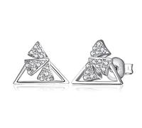 ZUOZUIYQ Trngle Bow 925 Sterling Silver Stud Earrings Zircon Simulated Dmond Butterfly Earrings for Women