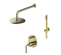ZUOZUIYQ Tub Taps, Wall Mounted Brass Shower Taps Brushed Bathtub Faucets Set with Handheld Shower, for Suitable Bathroom Shower Set,B