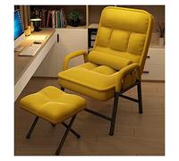 ZUOZUIYQ Velvet Accent Armchair with 6 Speed Backrest Adjustment Yellow Color Comfortable Reclining Chair for Living Room Bedroom Lounge and Reading