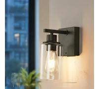 ZUOZUIYQ Wall Lamps Lights E27 Bedside with Remote Control Dimmable Touch Control USB Rechargeable Glass Lampshade Retro for Living Room Bedroom (1 Pack Black)