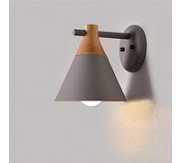 ZUOZUIYQ Wall Lamps Sconces Indoor Wall Sconce Conical Color Wall Light Fixture Solid Wood Wall Lamp, Classic Room Decor Lighting Fixture Retro Hardwired Metal Sconces for Bedside Reading-Black Co