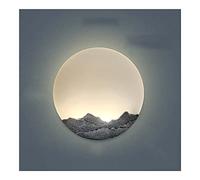 ZUOZUIYQ Wall Lamps Sconces Mountain Relief LED with Round Acrylic Shade Lighting Fixtures 3*Color Dimmable Wall Sconces Living Room Wall Light(Silver,43cm)