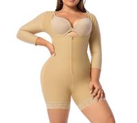ZUOZUIYQ Women's 2st Stage Compression Bodysuit Zipper Tummy Control Upper Arm Open Bust Slimmer Corset Shapewear
