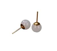 ZUOZUIYQ Women'S Silver Stud Earrings, White Jasper Round Bead Earrings Silver Studs 925, Small Round Stud Hypoallergenic Earrings Jewelry for Women Girl Gift