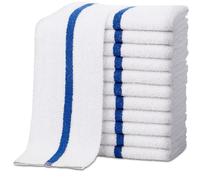 ZUPERIA Bar Mop Towels -(16"x19" Inches - 12 Pack) - High Absorbency 100% Cotton Kitchen Towels - Reusable, Quick-Dry Rags with Blue Stripe - Ideal for for Restaurants, Cooks, Bartenders & Homes