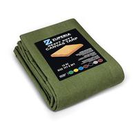 Zuperia Heavy Duty Canvas Tarp (7' x 9' ft - Pack of 1) with Rustproof Grommets, UV Resistant & Tear Resistant Multipurpose Tarpaulin Cover for Outdoor, Industrial & Commercial Use (Olive Green)