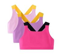 Zupora 3 Pack Girls Sports Bra Kids Underwear Non Padded Training Bra Crop Top Bralettes for Kids Teens 5-13 Years