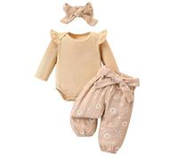 Zupora 3Pcs Baby Girl Gift Newborn Outfit Ruffle Bodysuit Romper Top+Floral Pant+Headband Infant Clothes 0-18 Months