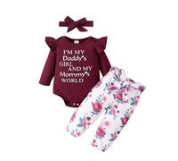 Zupora Baby Girl Clothes 3Pcs Infant Newborn Clothing Set Toddler Ruffled Romper Floral Pant+Headband Gift 0-18 Months