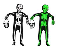Zupora Kids Costume Halloween Glow In The Dark Skeleton Costume Jumpsuit Party Fancy Dress Toddler Boys Girls Outfit, 7-9Y